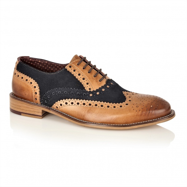 London Brogues Gatsby Tan Leather/Navy Suede